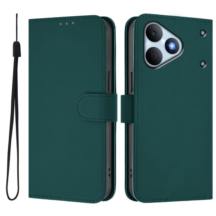 For Realme Note 80 4G Global Skin Feel Solid Color Leather Phone Case with Lanyard