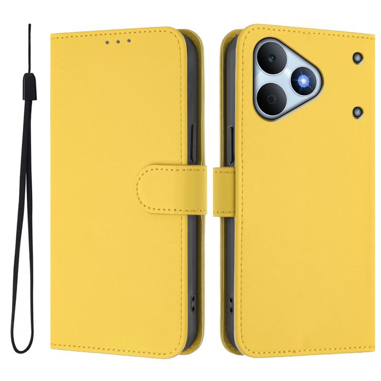 For Realme Note 80 4G Global Skin Feel Solid Color Leather Phone Case with Lanyard