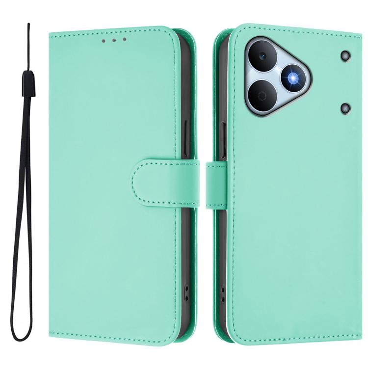 For Realme Note 80 4G Global Skin Feel Solid Color Leather Phone Case with Lanyard