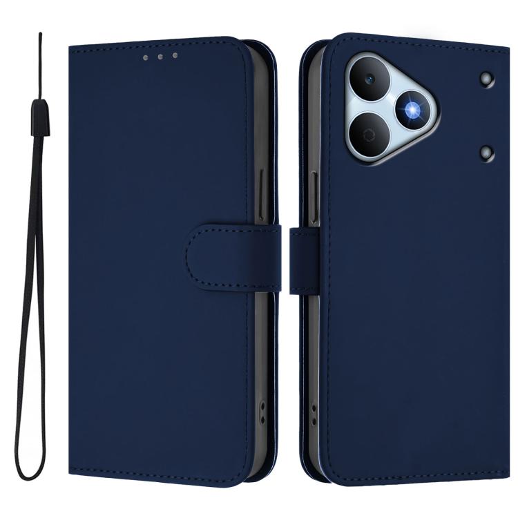 For Realme Note 80 4G Global Skin Feel Solid Color Leather Phone Case with Lanyard