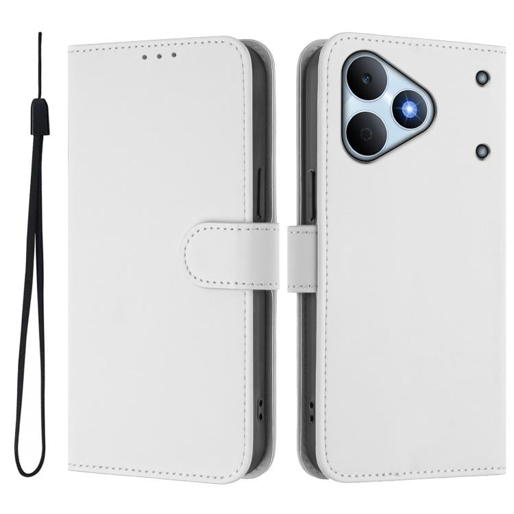 For Realme Note 80 4G Global Skin Feel Solid Color Leather Phone Case with Lanyard
