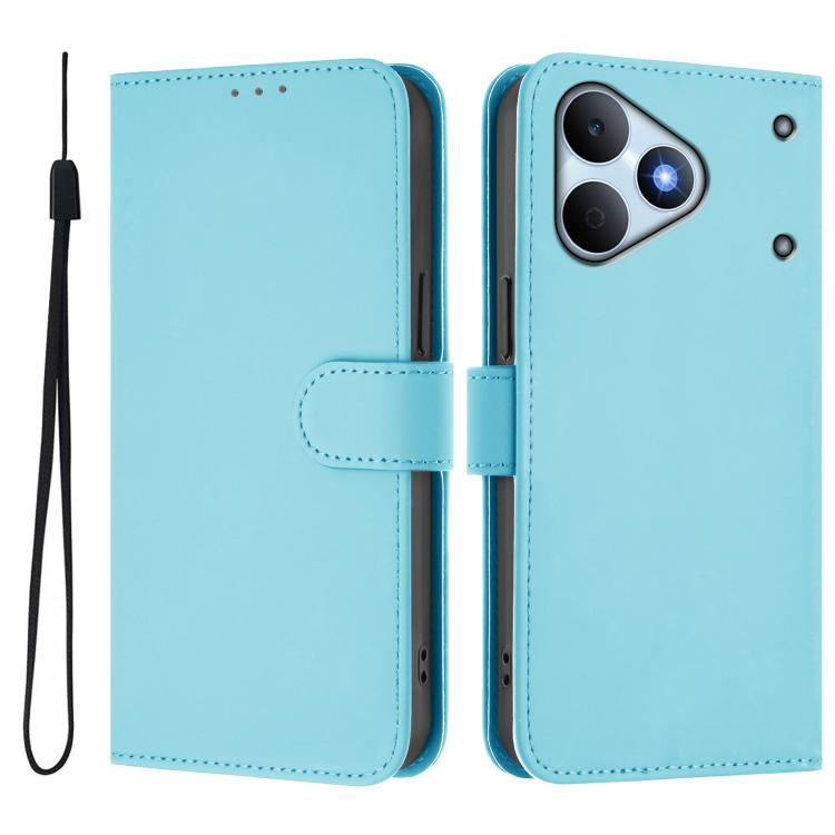 For Realme Note 80 4G Global Skin Feel Solid Color Leather Phone Case with Lanyard