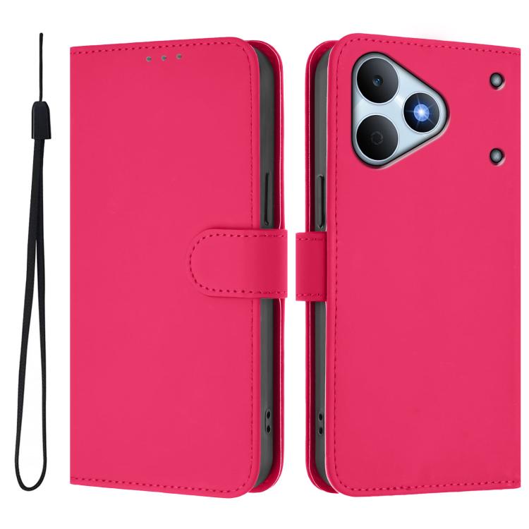 For Realme Note 80 4G Global Skin Feel Solid Color Leather Phone Case with Lanyard