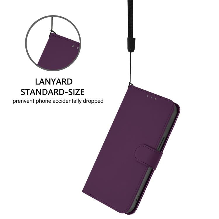 For Realme Note 80 4G Global Skin Feel Solid Color Leather Phone Case with Lanyard