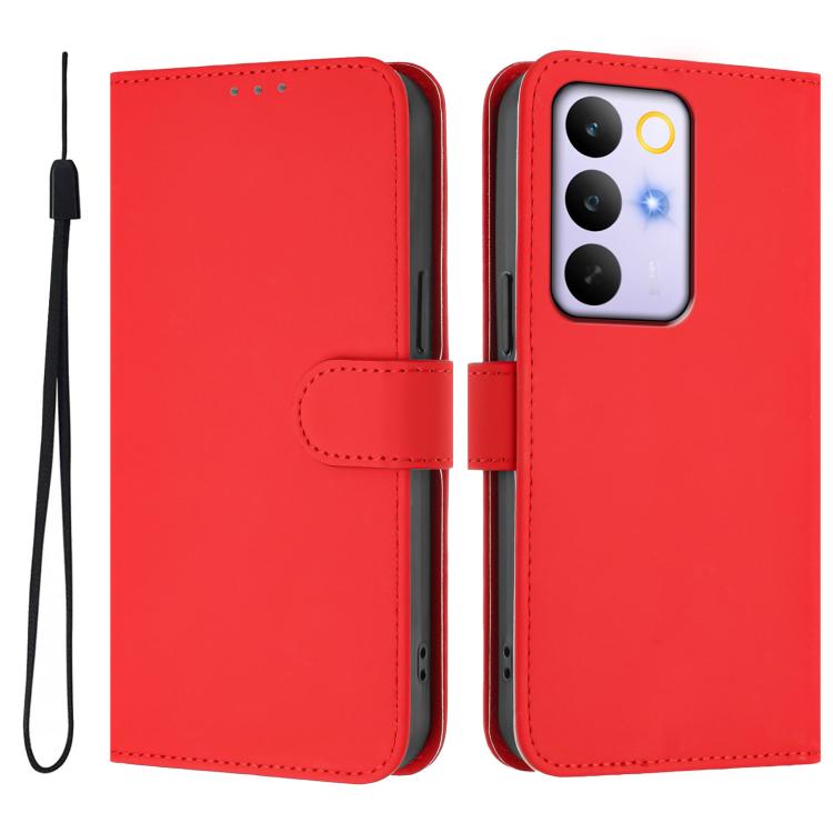 For Realme C83 5G india / C85 5G Skin Feel Solid Color Leather Phone Case with Lanyard
