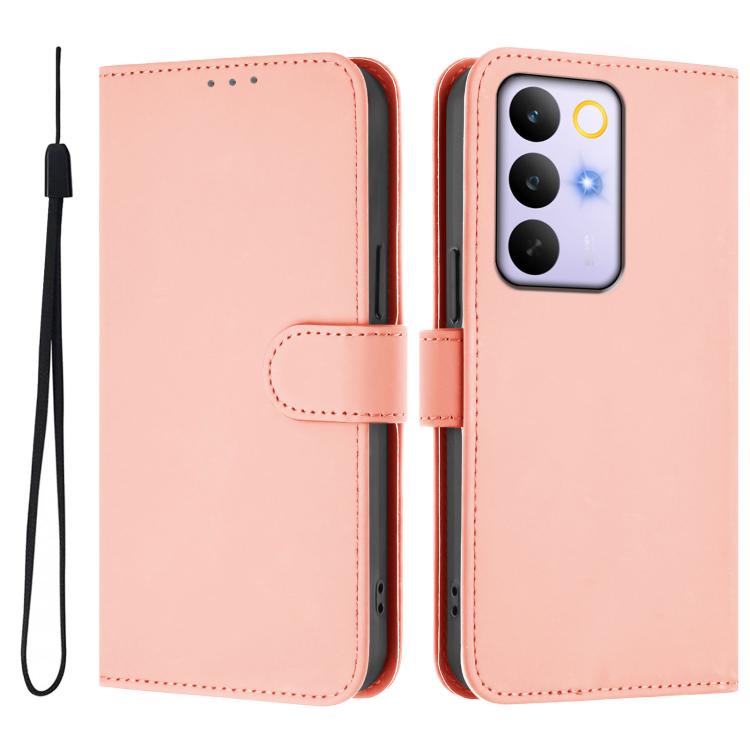 For Realme C83 5G india / C85 5G Skin Feel Solid Color Leather Phone Case with Lanyard