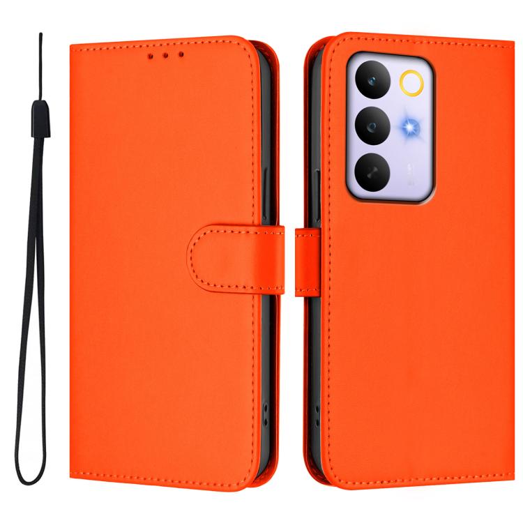 For Realme C83 5G india / C85 5G Skin Feel Solid Color Leather Phone Case with Lanyard