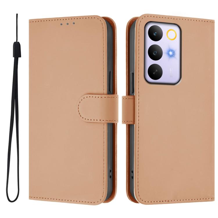 For Realme C83 5G india / C85 5G Skin Feel Solid Color Leather Phone Case with Lanyard