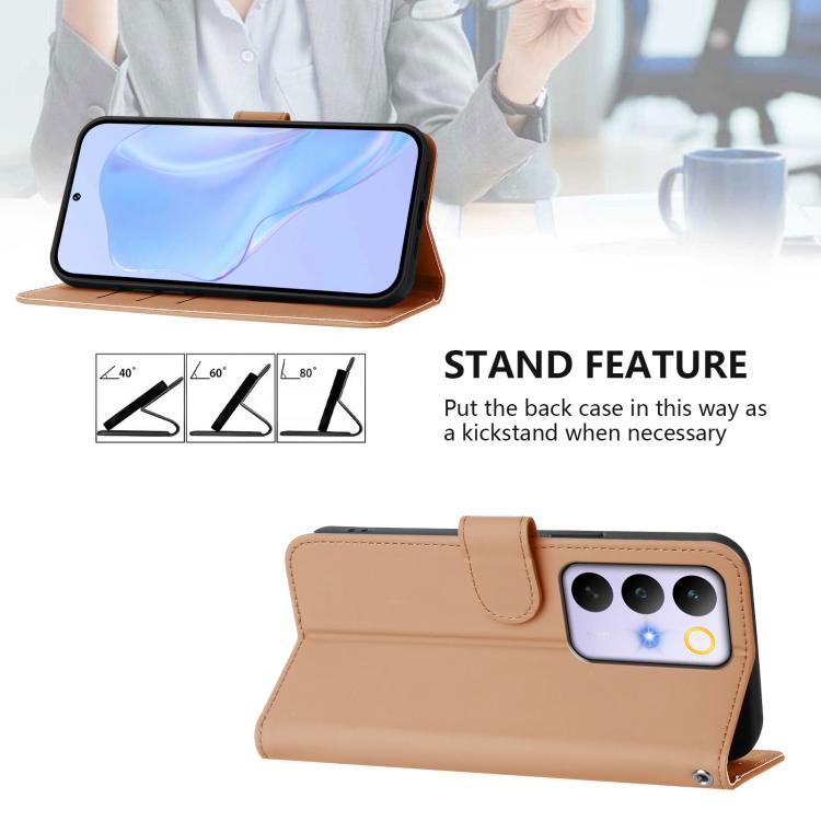 For Realme C83 5G india / C85 5G Skin Feel Solid Color Leather Phone Case with Lanyard