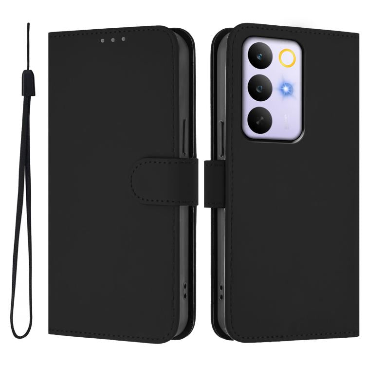 For Realme C83 5G india / C85 5G Skin Feel Solid Color Leather Phone Case with Lanyard