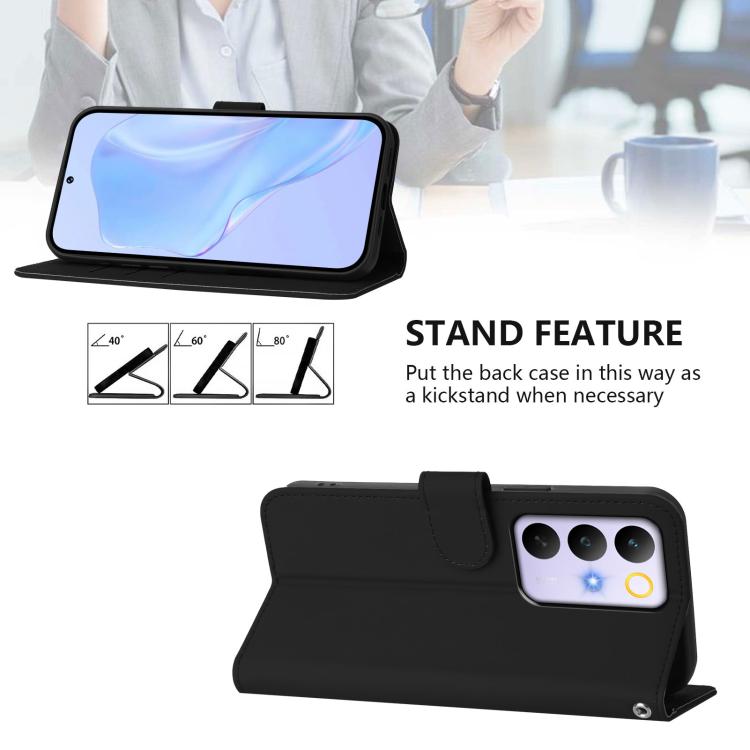 For Realme C83 5G india / C85 5G Skin Feel Solid Color Leather Phone Case with Lanyard