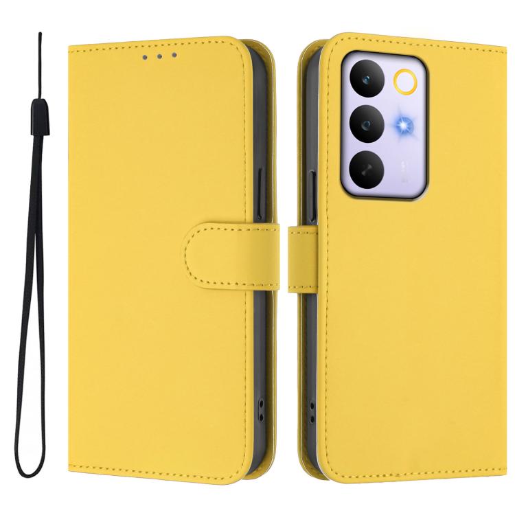 For Realme C83 5G india / C85 5G Skin Feel Solid Color Leather Phone Case with Lanyard