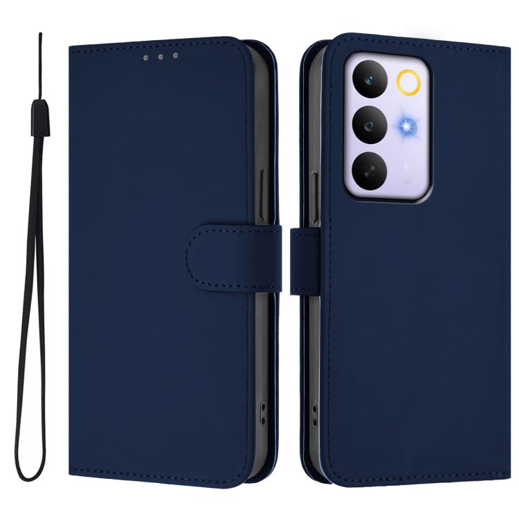 For Realme C83 5G india / C85 5G Skin Feel Solid Color Leather Phone Case with Lanyard