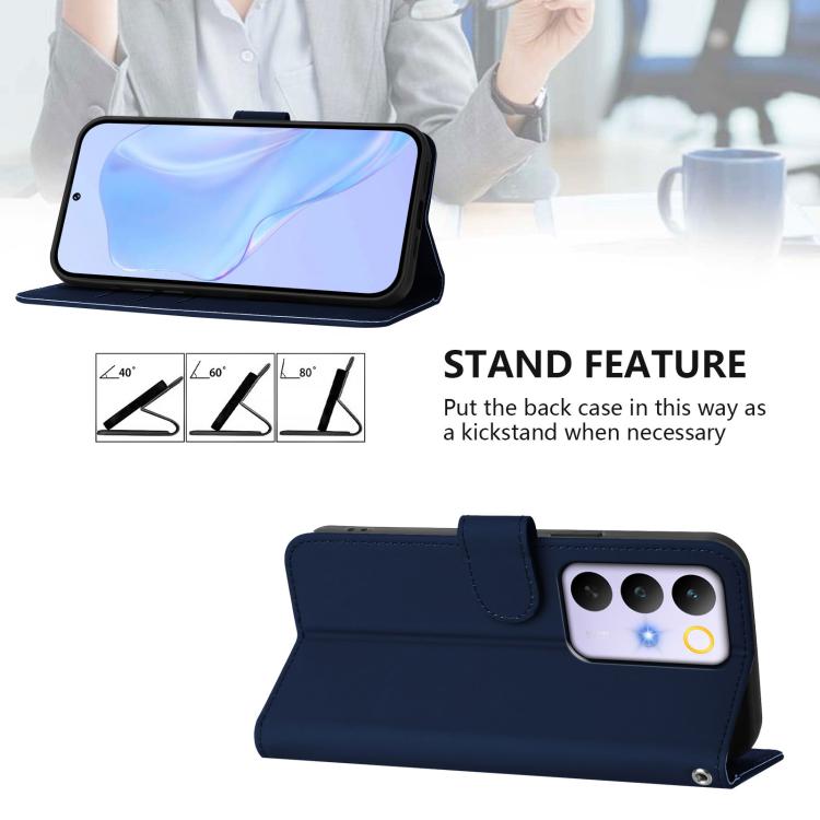 For Realme C83 5G india / C85 5G Skin Feel Solid Color Leather Phone Case with Lanyard