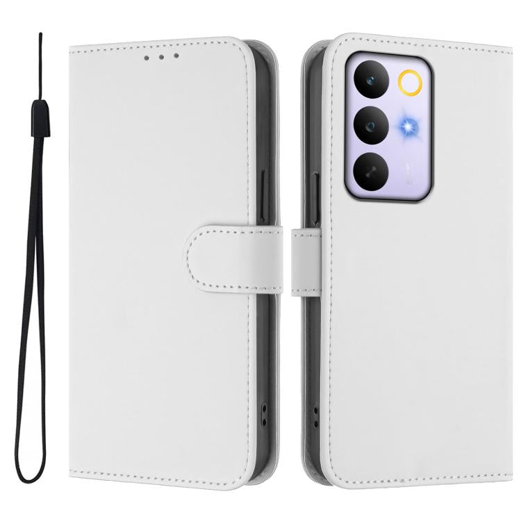 For Realme C83 5G india / C85 5G Skin Feel Solid Color Leather Phone Case with Lanyard
