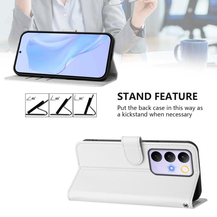 For Realme C83 5G india / C85 5G Skin Feel Solid Color Leather Phone Case with Lanyard