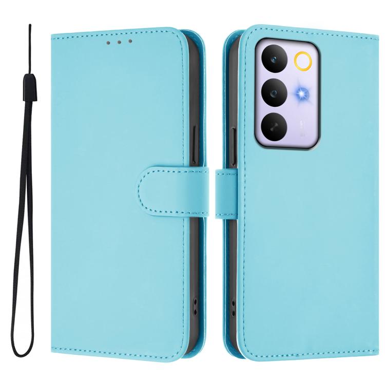 For Realme C83 5G india / C85 5G Skin Feel Solid Color Leather Phone Case with Lanyard