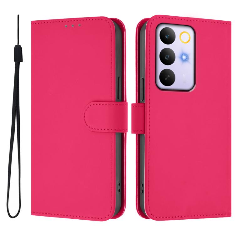 For Realme C83 5G india / C85 5G Skin Feel Solid Color Leather Phone Case with Lanyard