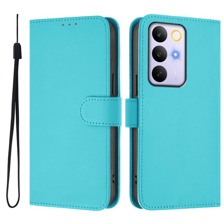 For Realme C83 5G india / C85 5G Skin Feel Solid Color Leather Phone Case with Lanyard