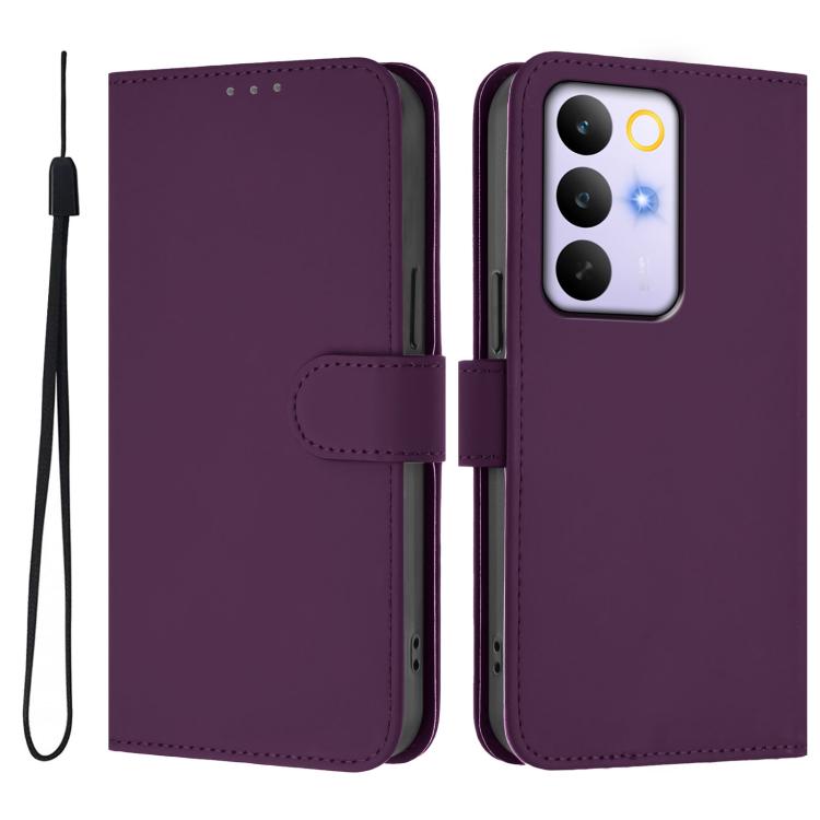 For Realme C83 5G india / C85 5G Skin Feel Solid Color Leather Phone Case with Lanyard