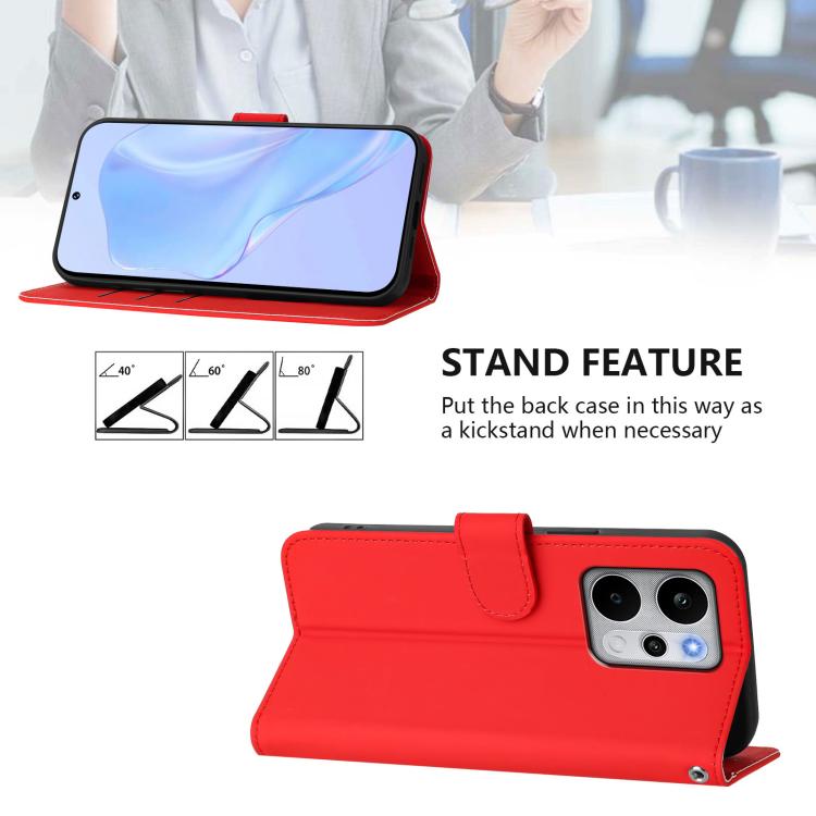 For Realme P4 Power 5G Skin Feel Solid Color Leather Phone Case with Lanyard