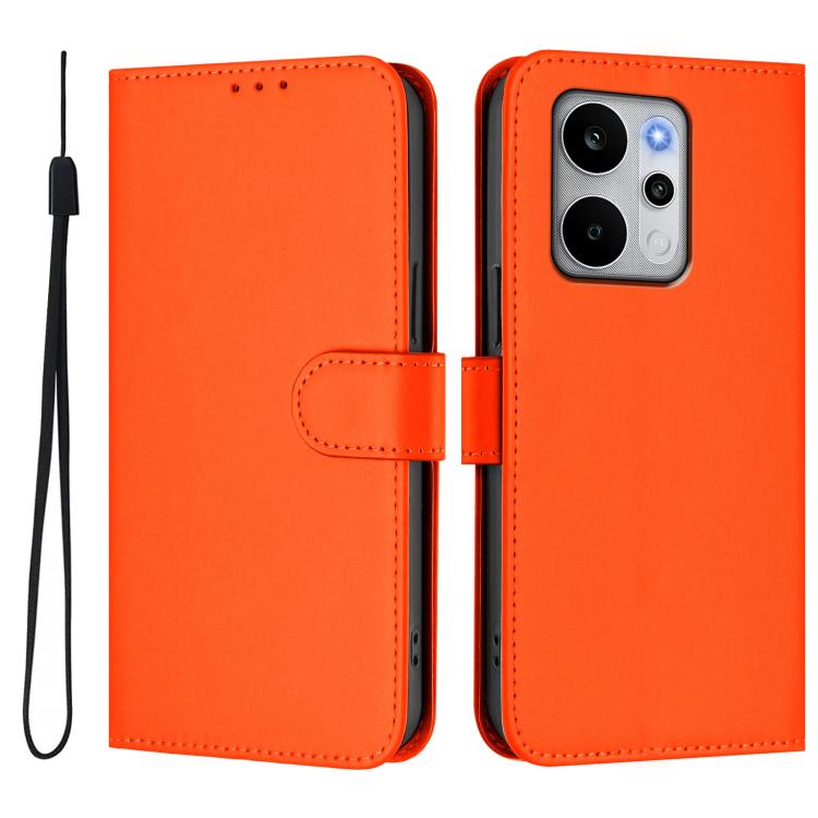 For Realme P4 Power 5G Skin Feel Solid Color Leather Phone Case with Lanyard