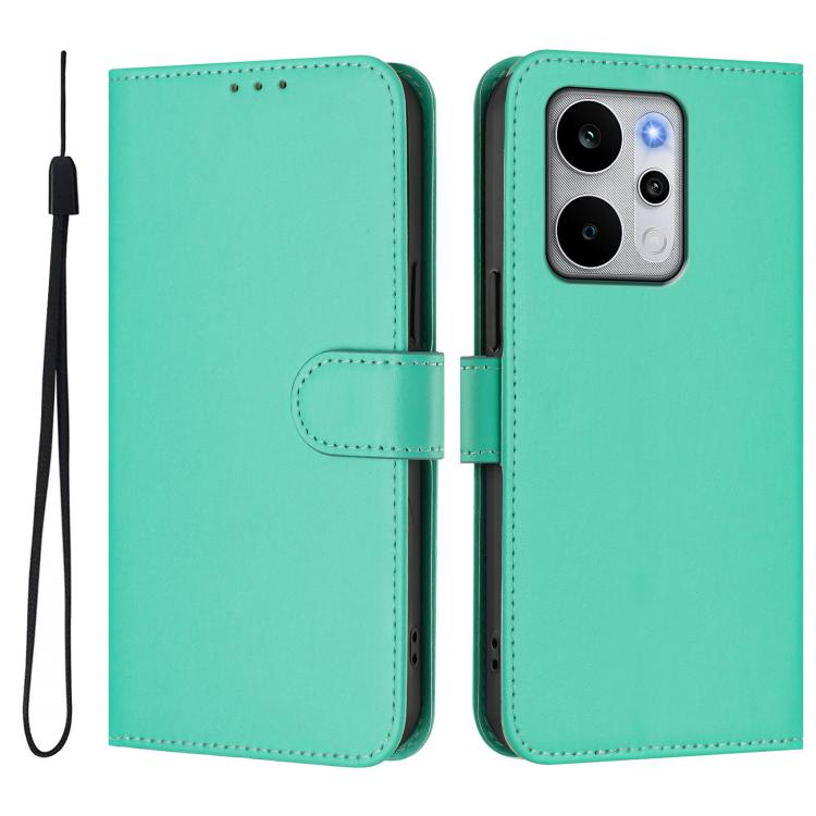For Realme P4 Power 5G Skin Feel Solid Color Leather Phone Case with Lanyard
