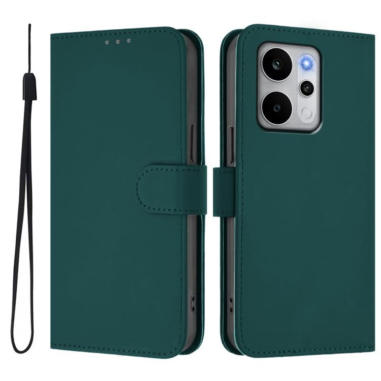 For Realme P4 Power 5G Skin Feel Solid Color Leather Phone Case with Lanyard