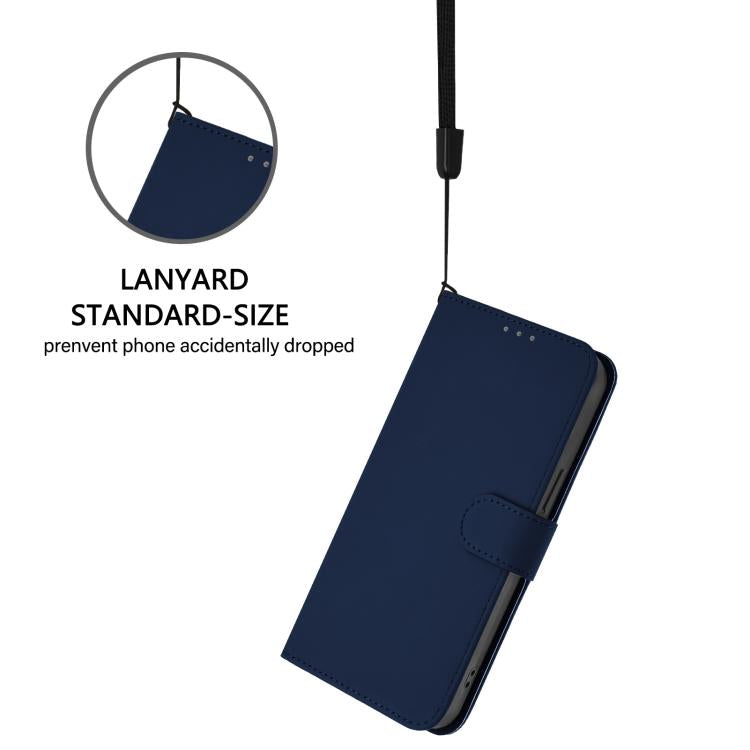 For Realme P4 Power 5G Skin Feel Solid Color Leather Phone Case with Lanyard