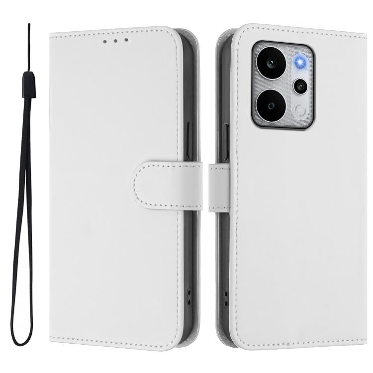 For Realme P4 Power 5G Skin Feel Solid Color Leather Phone Case with Lanyard