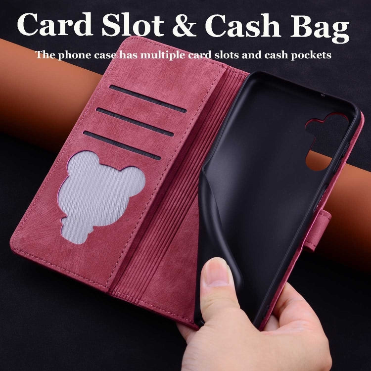 For Samsung Galaxy S24 FE 5G Cartoon Sakura Cat Embossed Leather Phone Case