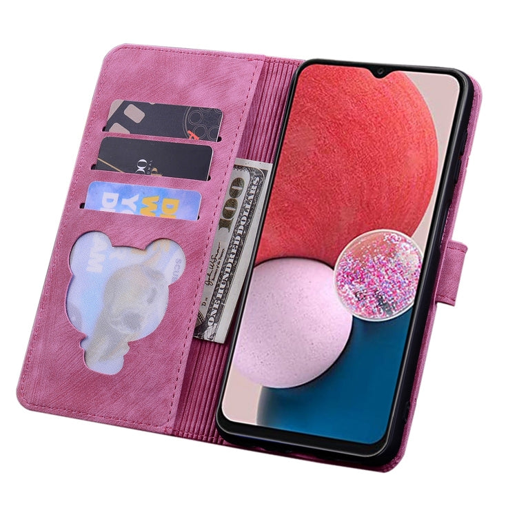 For Samsung Galaxy S24 5G Cartoon Sakura Cat Embossed Leather Phone Case