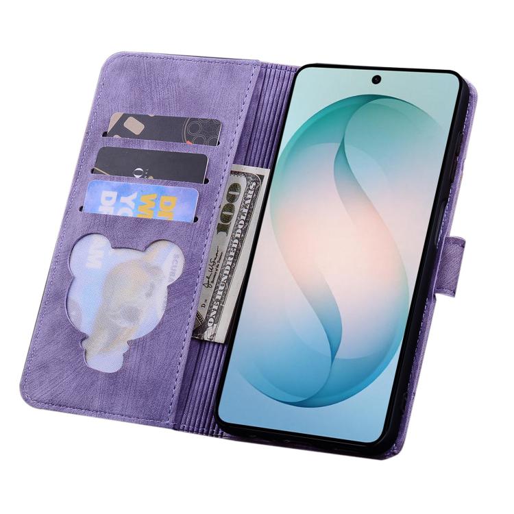 For Samsung Galaxy S26+ 5G Cartoon Sakura Cat Embossed Leather Phone Case