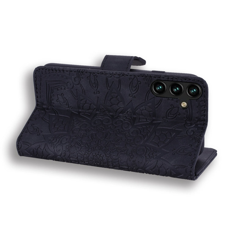 For Samsung Galaxy S23 FE 5G Mandala Embossed Dual-Fold Calf Leather Phone Case