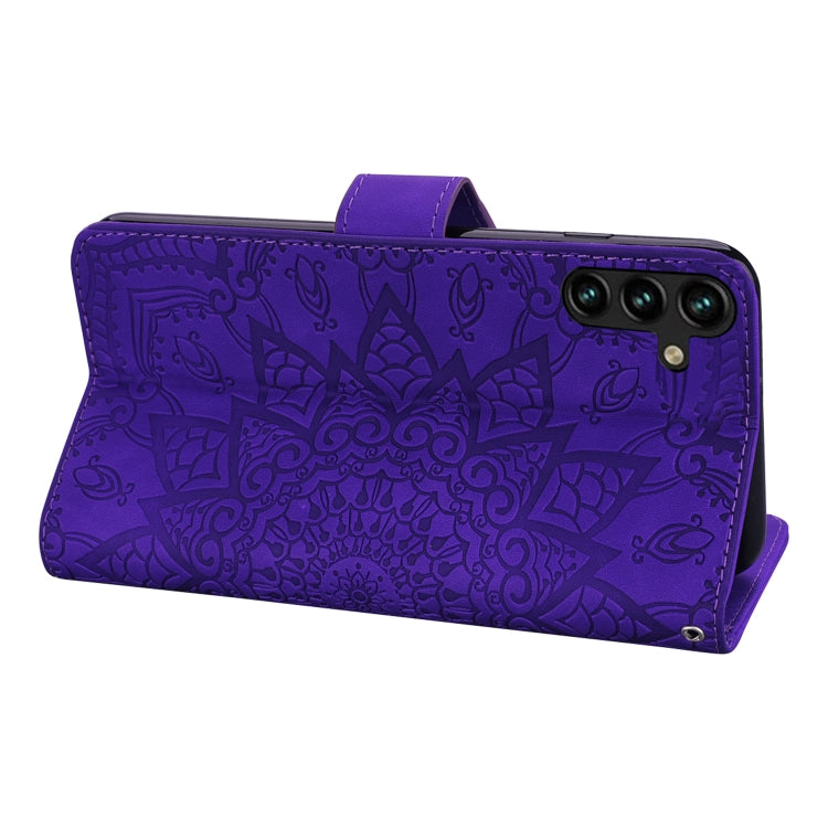 For Samsung Galaxy S23 FE 5G Mandala Embossed Dual-Fold Calf Leather Phone Case