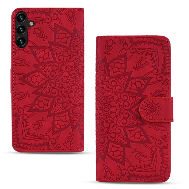 For Samsung Galaxy S23+ 5G Mandala Embossed Dual-Fold Calf Leather Phone Case