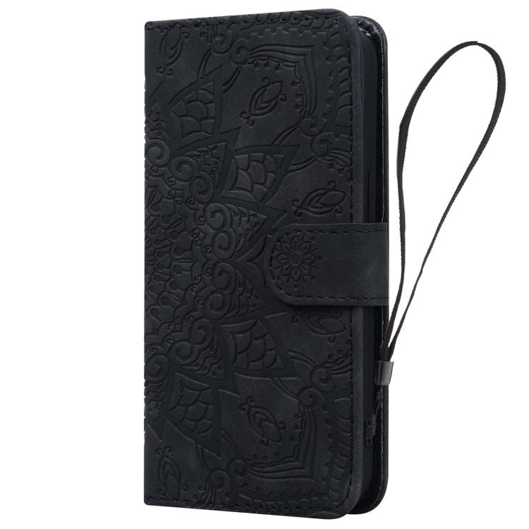 For Samsung Galaxy S25 Edge 5G Mandala Embossed Dual-Fold Calf Leather Phone Case