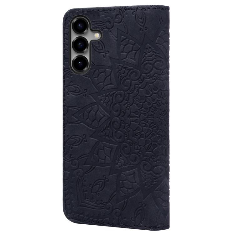 For Samsung Galaxy S26 5G Mandala Embossed Dual-Fold Calf Leather Phone Case