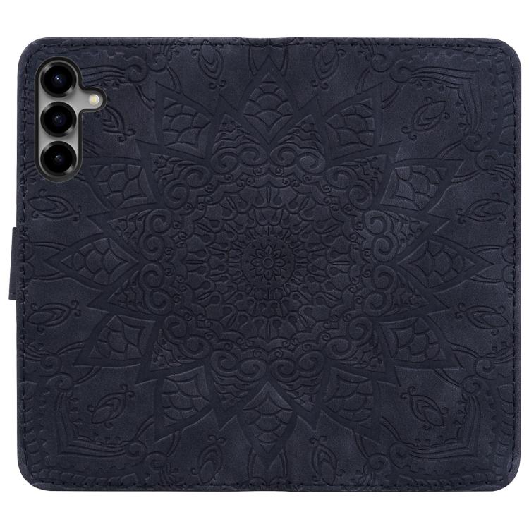 For Samsung Galaxy S26 5G Mandala Embossed Dual-Fold Calf Leather Phone Case