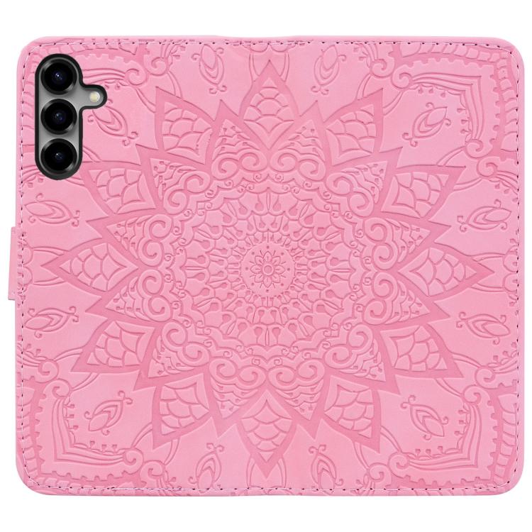 For Samsung Galaxy S26 5G Mandala Embossed Dual-Fold Calf Leather Phone Case
