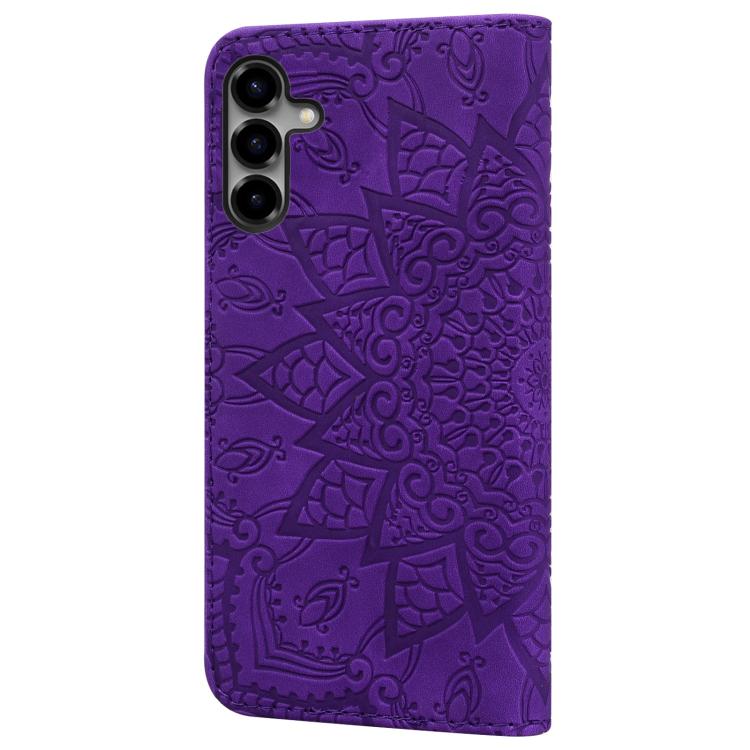 For Samsung Galaxy S26 5G Mandala Embossed Dual-Fold Calf Leather Phone Case