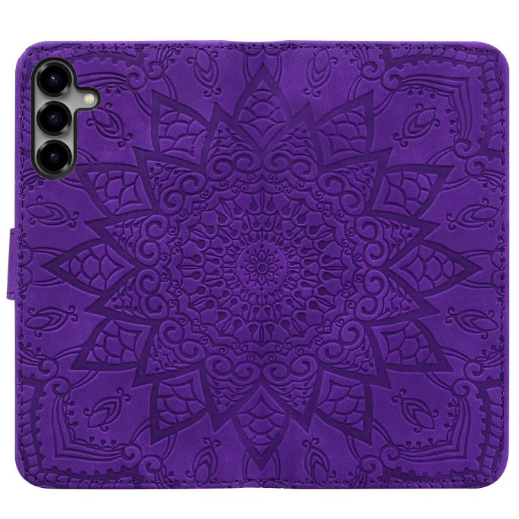 For Samsung Galaxy S26 5G Mandala Embossed Dual-Fold Calf Leather Phone Case