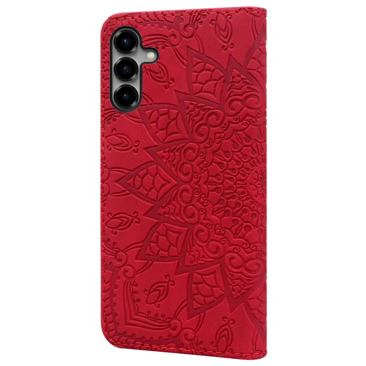 For Samsung Galaxy S26 5G Mandala Embossed Dual-Fold Calf Leather Phone Case