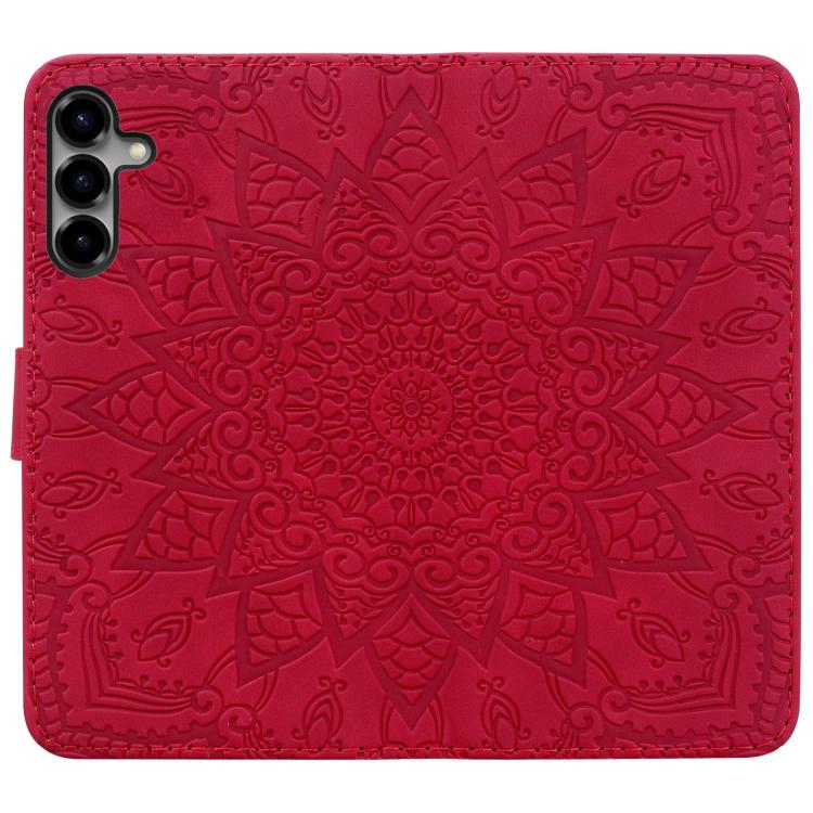 For Samsung Galaxy S26 5G Mandala Embossed Dual-Fold Calf Leather Phone Case