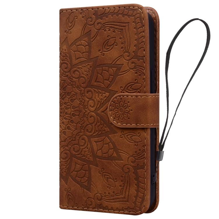 For Samsung Galaxy S26 Ultra 5G Mandala Embossed Dual-Fold Calf Leather Phone Case