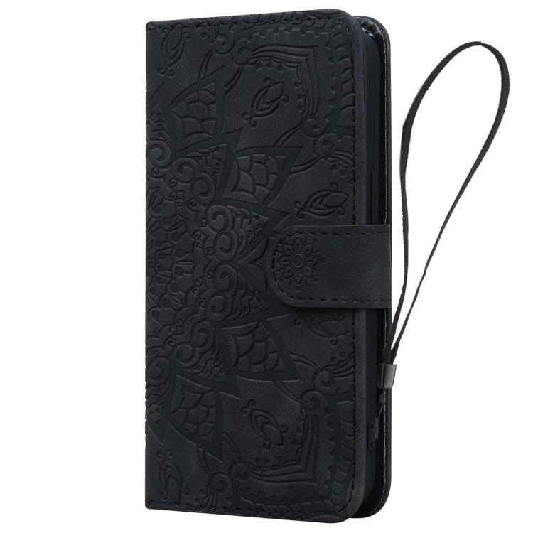 For Samsung Galaxy S26 Ultra 5G Mandala Embossed Dual-Fold Calf Leather Phone Case