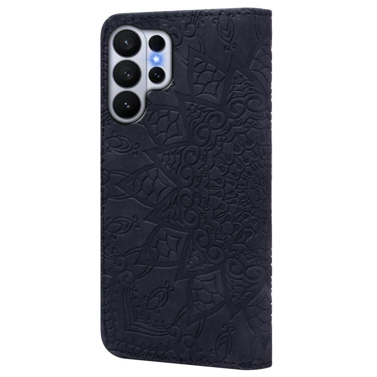 For Samsung Galaxy S26 Ultra 5G Mandala Embossed Dual-Fold Calf Leather Phone Case