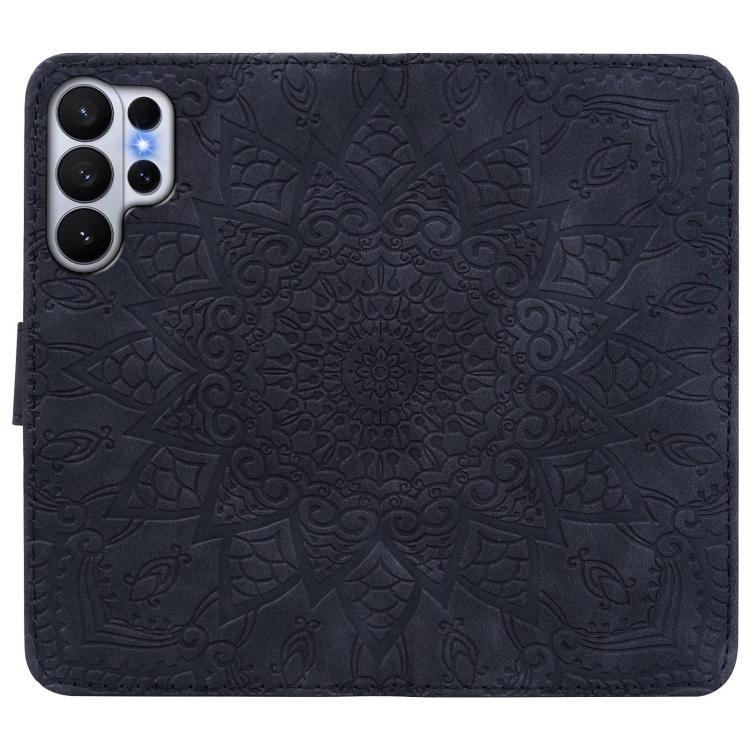 For Samsung Galaxy S26 Ultra 5G Mandala Embossed Dual-Fold Calf Leather Phone Case