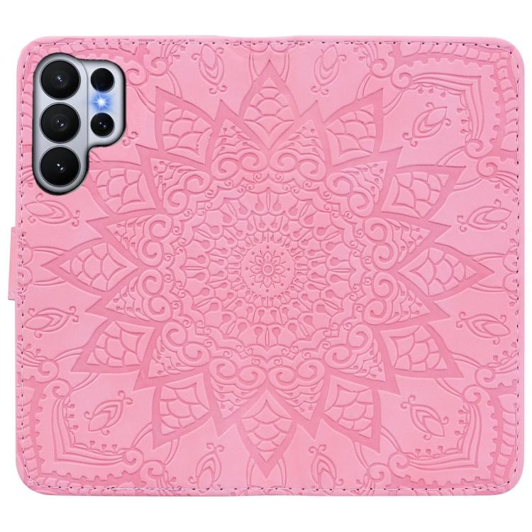 For Samsung Galaxy S26 Ultra 5G Mandala Embossed Dual-Fold Calf Leather Phone Case