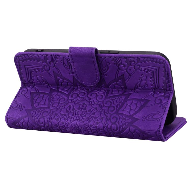 For Samsung Galaxy S26 Ultra 5G Mandala Embossed Dual-Fold Calf Leather Phone Case